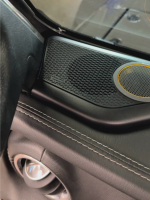 Prolific Audio custom tweeter pod installed on the left side of a Jeep JL 2018-2023 dashboard, featuring the Sony XS-163ES 3-way component speaker.