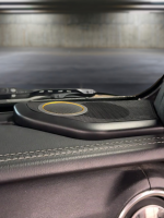 Close-up view of the Prolific Audio custom tweeter pod installed on the passenger side of a Jeep JL 2018-2023 dashboard with the Sony XS-163ES speaker.