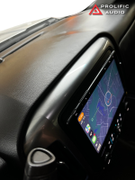 Side view of the Sony XAV-AX8500 multimedia receiver displaying Apple Maps navigation in a 2014-2019 Chevrolet Silverado or GMC Sierra.