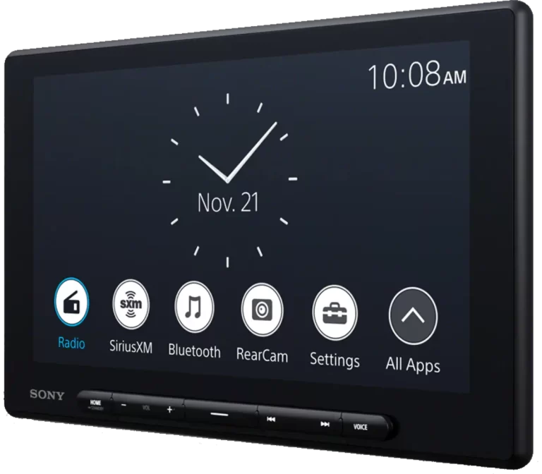 Side angle of xav-ax8500. Sony's 10.1" touchscreen radio