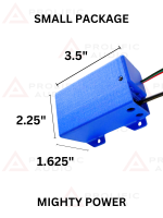 Blue electronic component with labeled dimensions of 3.5 inches, 2.25 inches, and 1.625 inches.