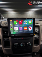 Sony car stereo display showing various apps including phone, music, maps, and messages.